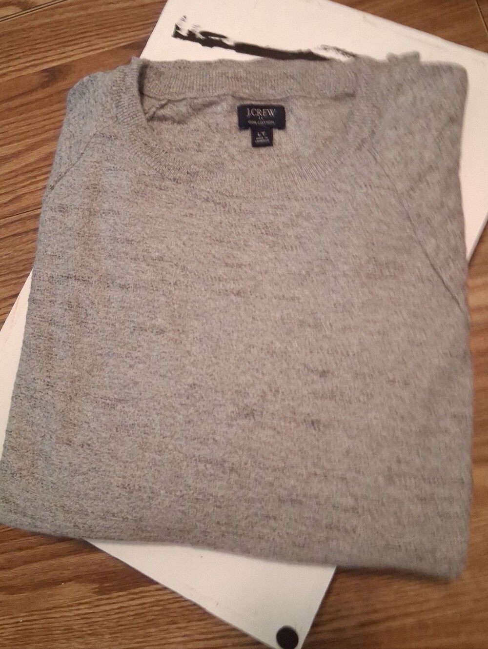 J. Crew Men's 100% Cotton Heather Gray Crewneck Sweater Sz LT